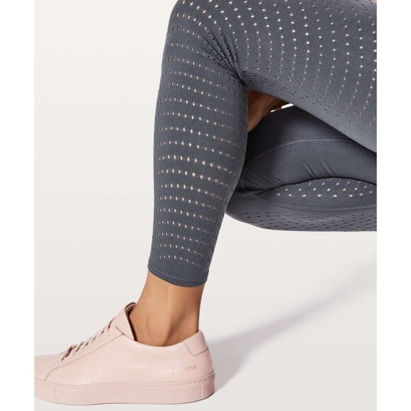 Lululemon Reveal 7/8 Gray Athletic Mesh Leg Tight Vortex 25" Women's Sz 4 - Picture 6 of 11